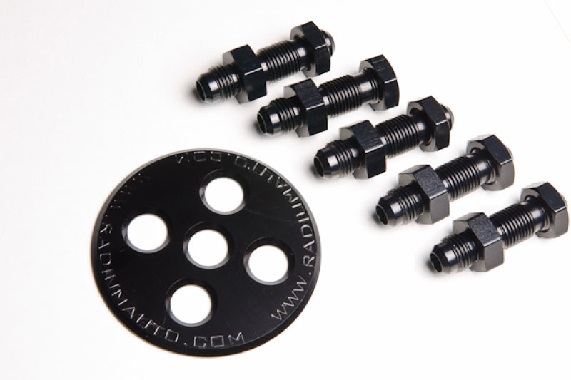 Radium Engineering Fuel Surge Tank 6AN Bulkhead Plate w/ Fittings and Nuts - Black Ops Auto Works