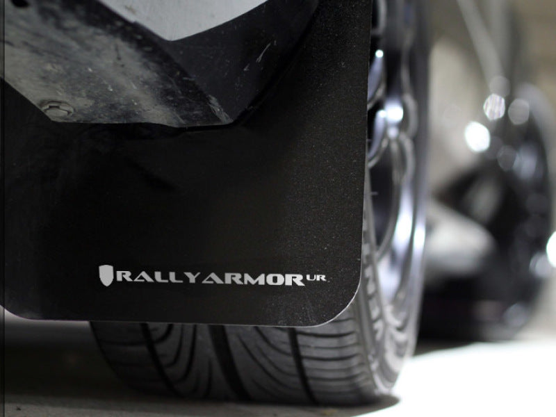 Rally Armor 02-07 Subaru WRX/STI/RS/2.5i (Wagons Req. Mod.) Black UR Mud Flap w/ White Logo - Black Ops Auto Works