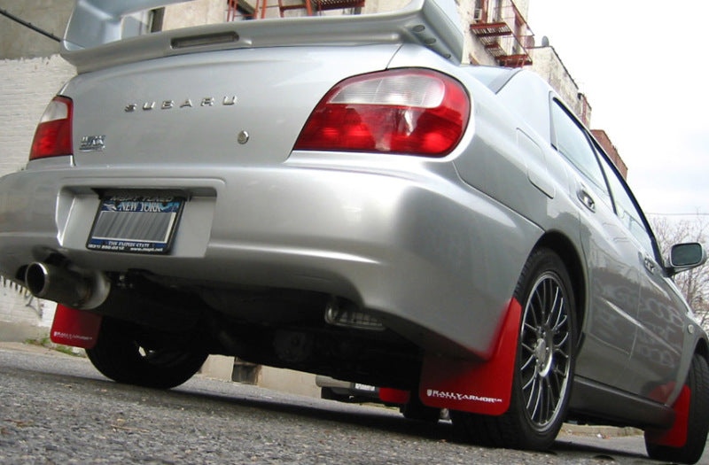 Rally Armor 02-07 Subaru WRX/STI/RS/2.5i (Wagons Req. Mod.) Red UR Mud Flap w/ White Logo - Black Ops Auto Works