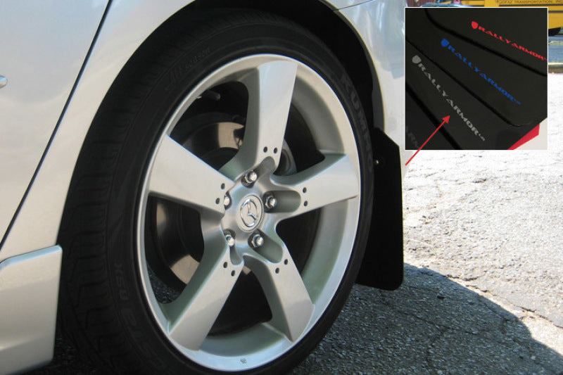 Rally Armor 04-09 Mazda3/Speed3 Black UR Mud Flap w/ Silver Logo - Black Ops Auto Works