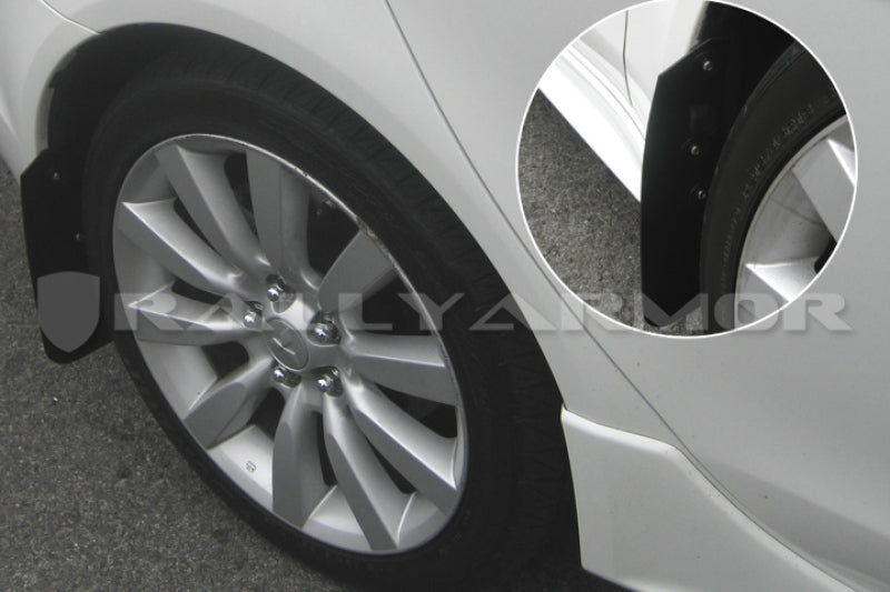 Rally Armor 07-17 Mitsubishi Lancer Basic Black Mud Flap w/ Black Logo - Black Ops Auto Works