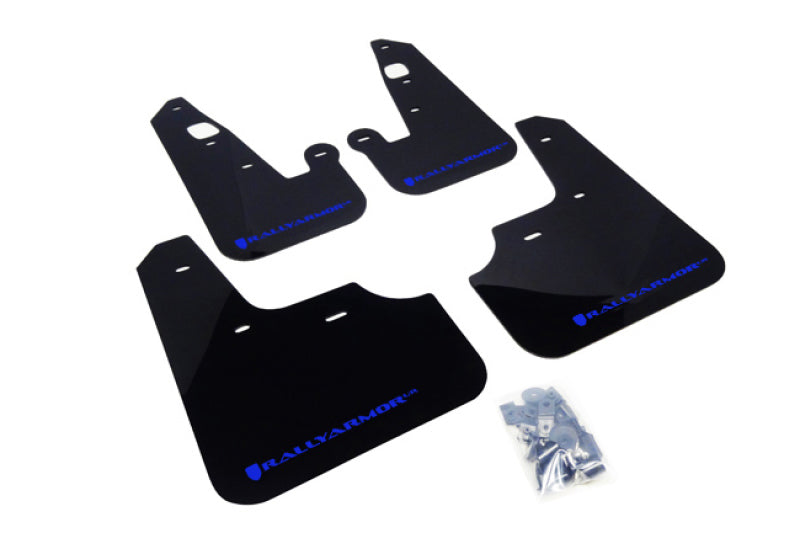 Rally Armor 07-17 Mitsubishi Lancer Black UR Mud Flap w/ Blue Logo - Black Ops Auto Works