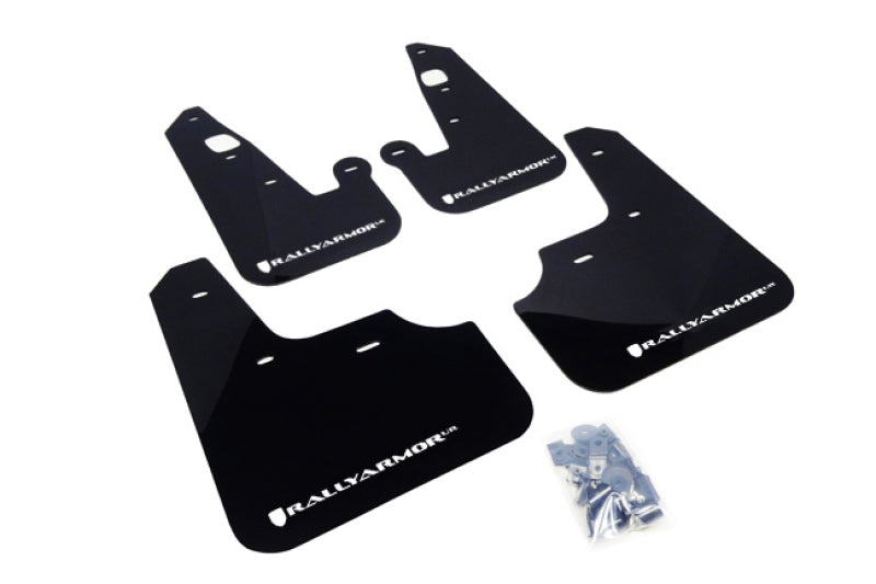 Rally Armor 07-17 Mitsubishi Lancer Black UR Mud Flap w/ White Logo - Black Ops Auto Works