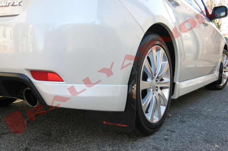 Rally Armor 08-10 Subaru WRX (Hatch & Sedan) / 08-11 Impreza 2.5i Black UR Mud Flap w/ Red Logo - Black Ops Auto Works