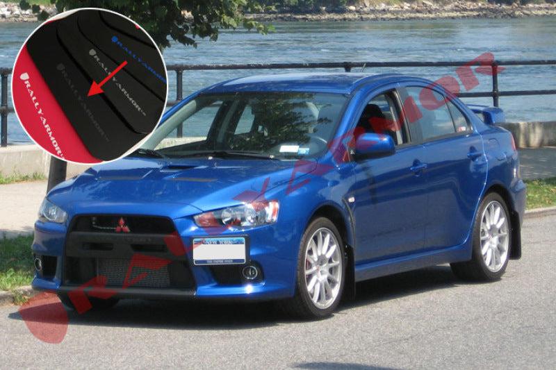 Rally Armor 08-17 Mitsubishi EVO X Black UR Mud Flap w/ Grey Logo - Black Ops Auto Works