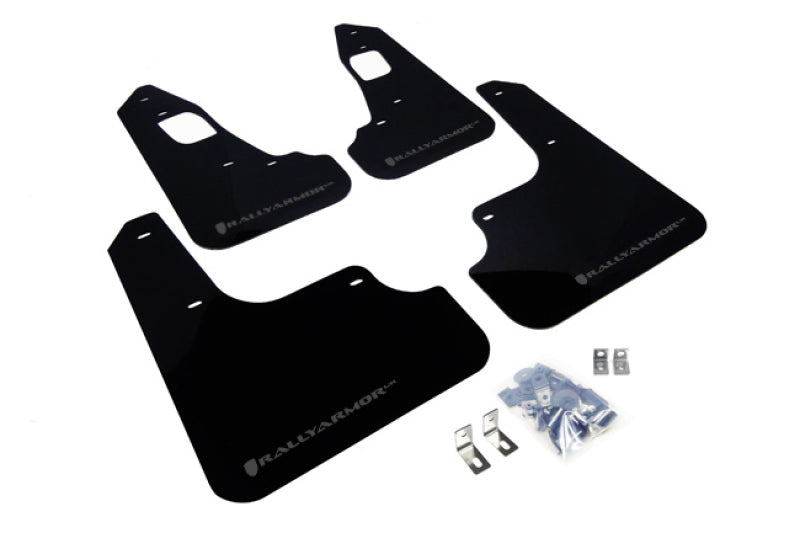 Rally Armor 08-17 Mitsubishi EVO X Black UR Mud Flap w/ Grey Logo - Black Ops Auto Works