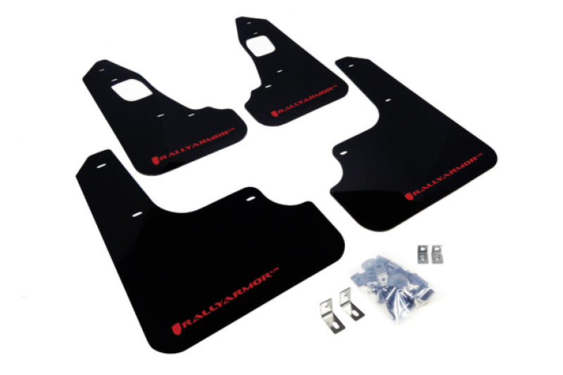Rally Armor 08-17 Mitsubishi EVO X Black UR Mud Flap w/ Red Logo - Black Ops Auto Works