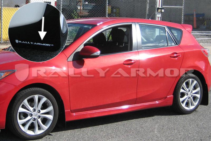 Rally Armor 10-13 Mazda3/Speed3 Black UR Mud Flap w/ White Logo - Black Ops Auto Works