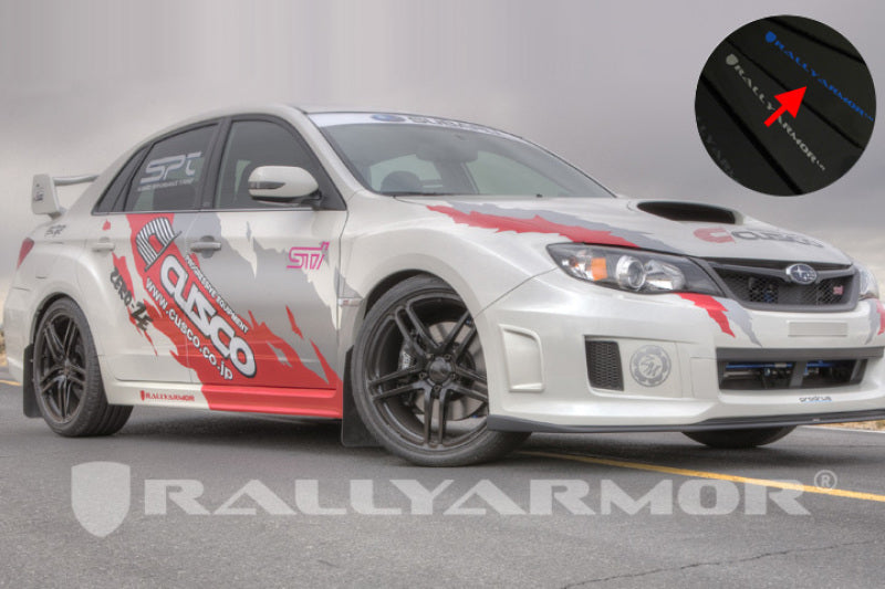 Rally Armor 11-14 Subaru WRX/STI (Sedan Only) Black UR Mud Flap w/ Blue Logo - Black Ops Auto Works