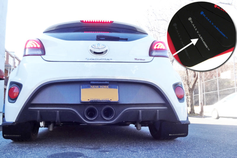 Rally Armor 12-18 Hyundai Veloster Black UR Mud Flap w/ Silver Logo - Black Ops Auto Works