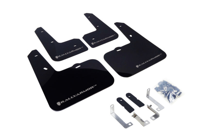 Rally Armor 12-18 Hyundai Veloster Black UR Mud Flap w/ Silver Logo - Black Ops Auto Works