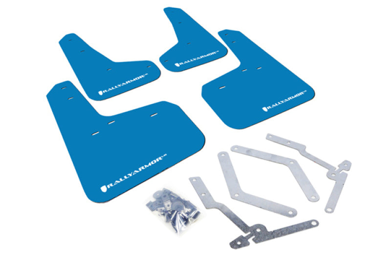 Rally Armor 12-19 Ford Focus (Incl. ST) / 16-19 RS Nitrous Blue UR Mud Flap w/ White Logo - Black Ops Auto Works