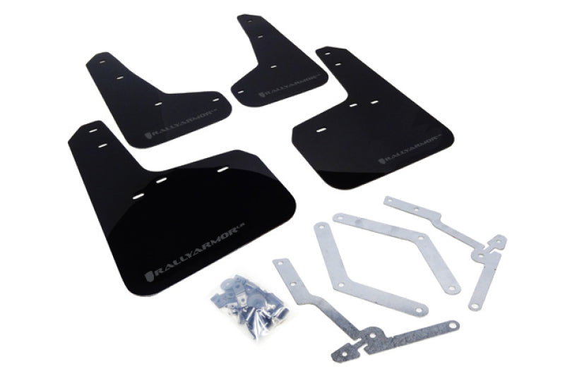Rally Armor 12-19 Ford Focus ST / 16-19 RS Black Mud Flap w/ Grey Logo - Black Ops Auto Works
