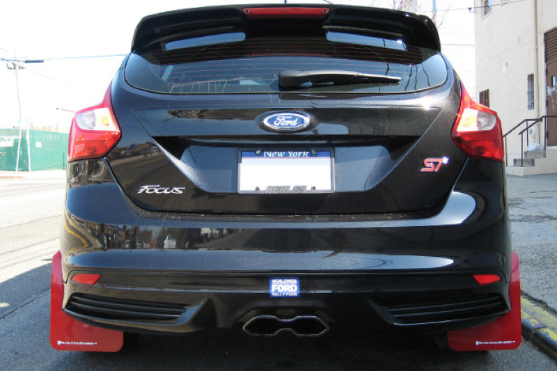 Rally Armor 12-19 Ford Focus ST / 16-19 RS Red Mud Flap w/ White Logo - Black Ops Auto Works