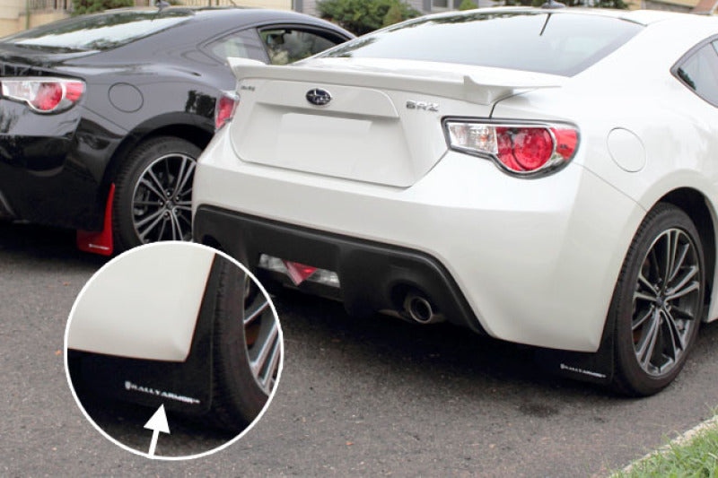 Rally Armor 13-17 Subaru BRZ / Scion FR-S Black UR Mud Flap w/ White Logo - Black Ops Auto Works