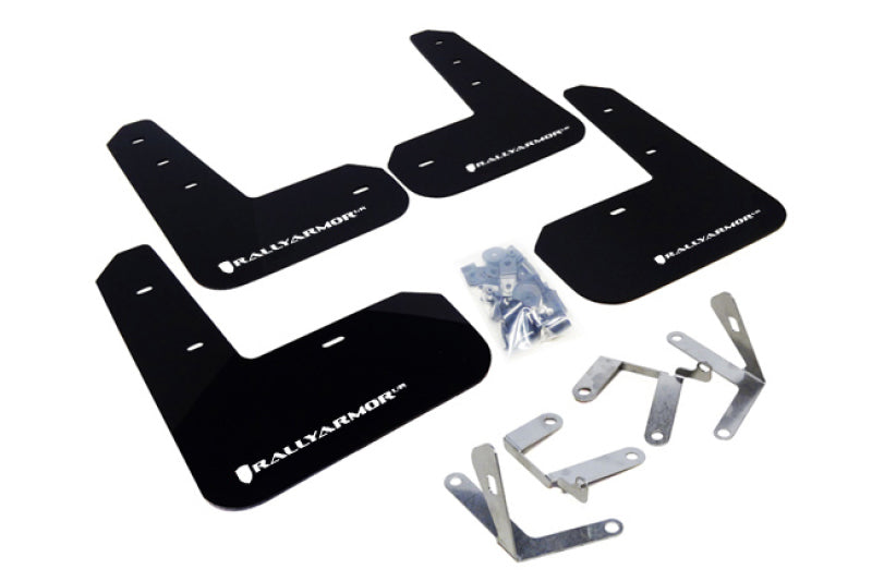 Rally Armor 13-17 Subaru BRZ / Scion FR-S Black UR Mud Flap w/ White Logo - Black Ops Auto Works