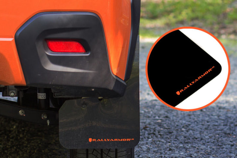 Rally Armor 13-17 Subaru XV Crosstrek Black Mud Flap w/ Orange Logo - Black Ops Auto Works
