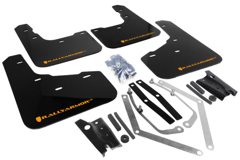 Rally Armor 13-19 USDM Ford Fiesta ST Black UR Mud Flap w/ Orange Logo - Black Ops Auto Works