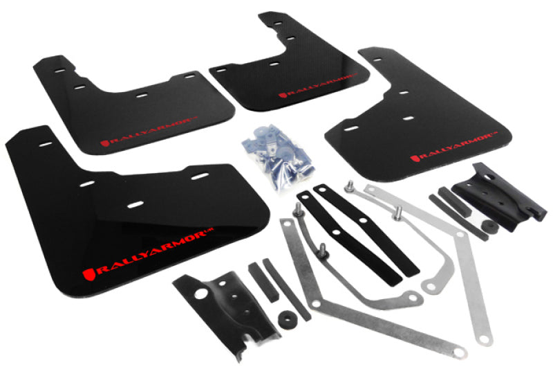 Rally Armor 13-19 USDM Ford Fiesta ST Black UR Mud Flap w/ Red Logo - Black Ops Auto Works