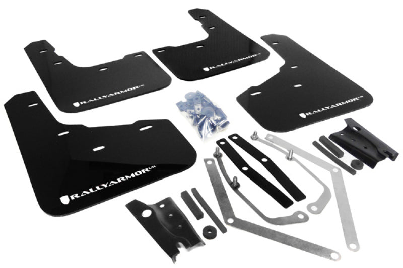 Rally Armor 13-19 USDM Ford Fiesta ST Black UR Mud Flap w/ White Logo - Black Ops Auto Works