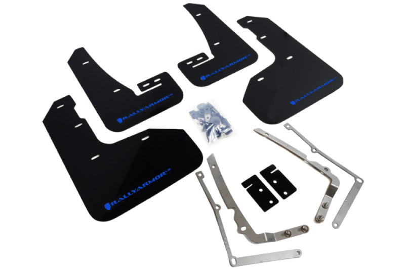 Rally Armor 15-17.5 VW Golf R Black UR Mud Flap w/ Blue Logo - Black Ops Auto Works