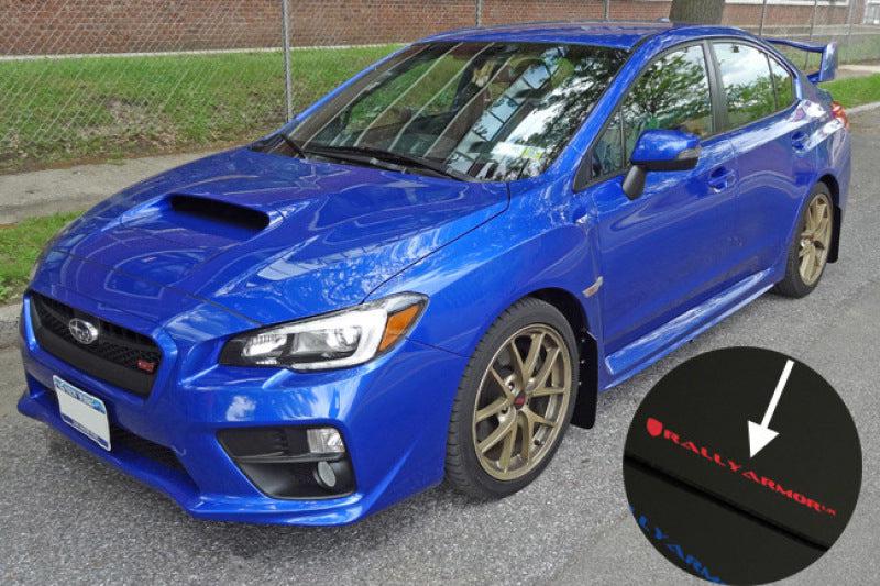 Rally Armor 15-21 Subaru WRX/STI (Sedan ONLY) Black UR Mud Flap w/ Blue Logo - Black Ops Auto Works