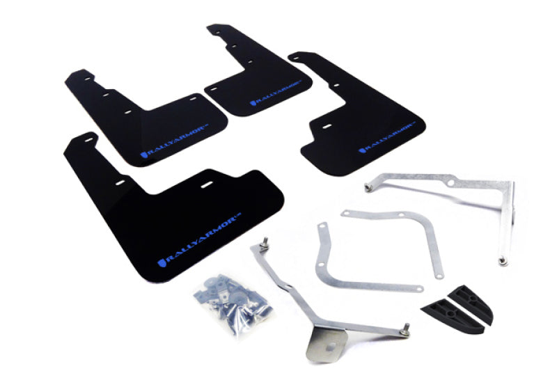 Rally Armor 15-21 Subaru WRX/STI (Sedan ONLY) Black UR Mud Flap w/ Light Blue Logo - Black Ops Auto Works