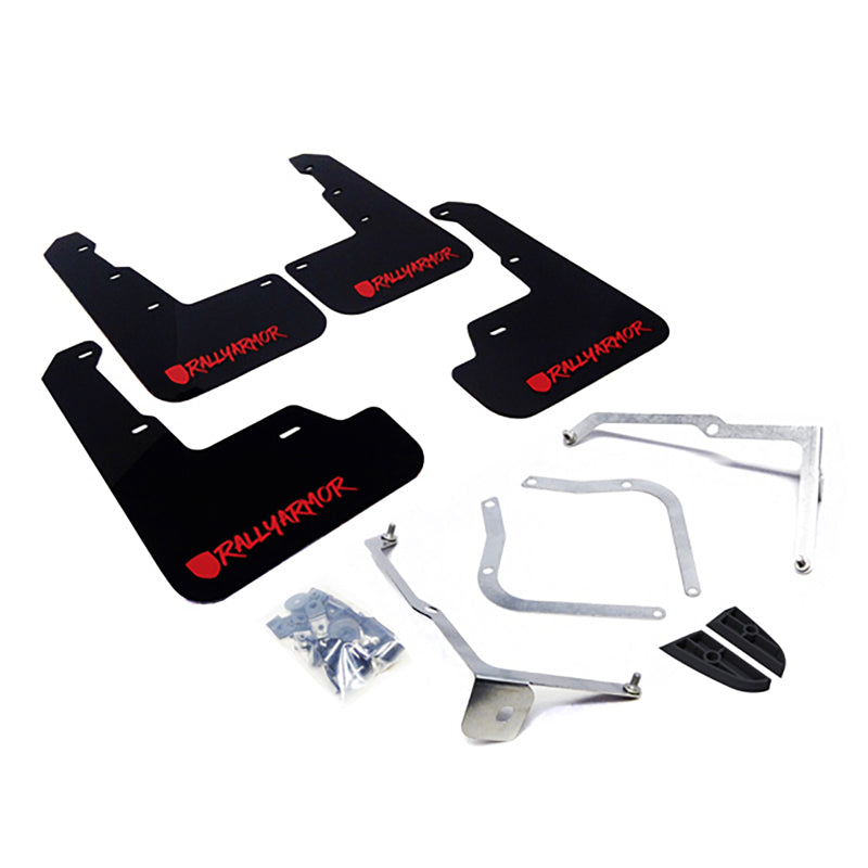 Rally Armor 15-21 Subaru WRX/STI (Sedan ONLY) Black UR Mud Flap w/ Red Altered Font Logo - Black Ops Auto Works
