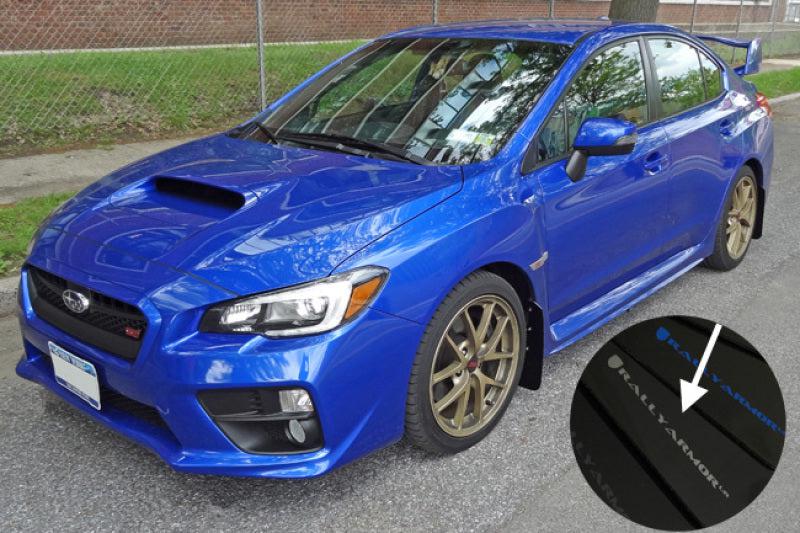 Rally Armor 15-21 Subaru WRX/STI (Sedan ONLY) Black UR Mud Flap w/ Silver Logo - Black Ops Auto Works