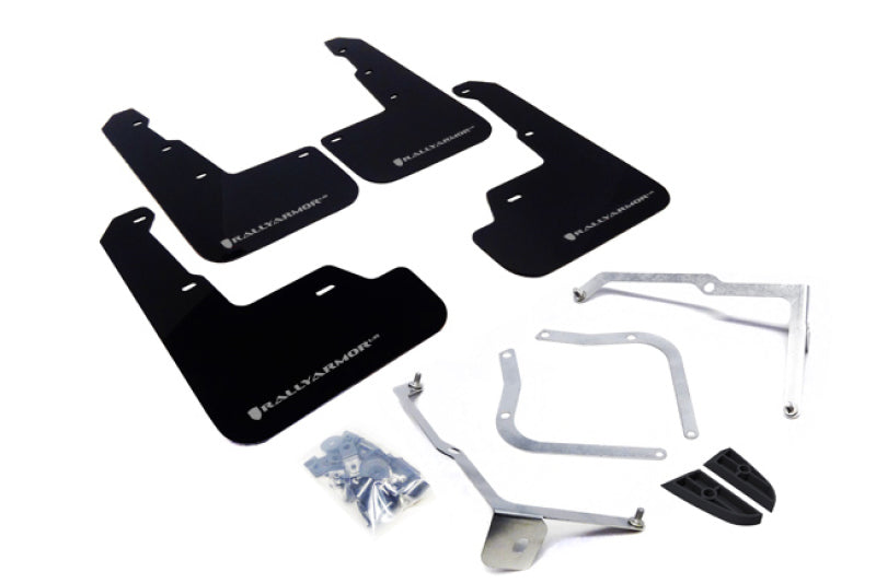 Rally Armor 15-21 Subaru WRX/STI (Sedan ONLY) Black UR Mud Flap w/ Silver Logo - Black Ops Auto Works