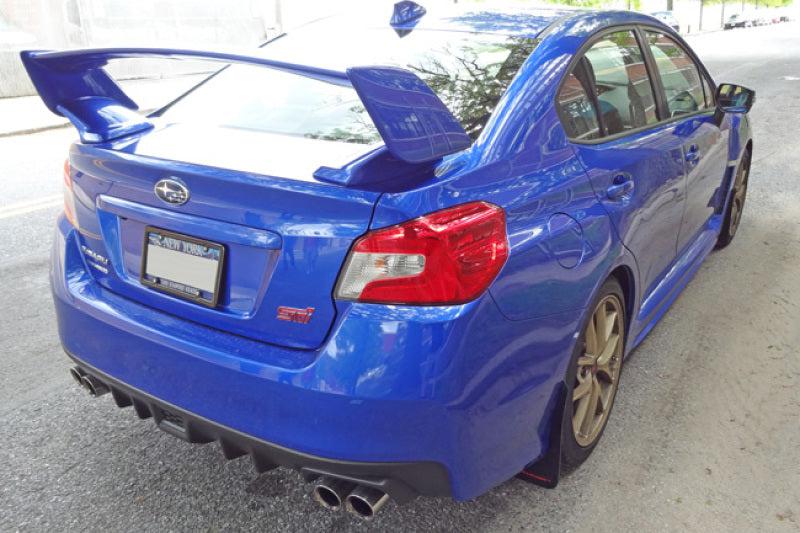 Rally Armor 15-21 Subaru WRX/STI (Sedan ONLY) Black UR Mud Flap w/ White Logo - Black Ops Auto Works