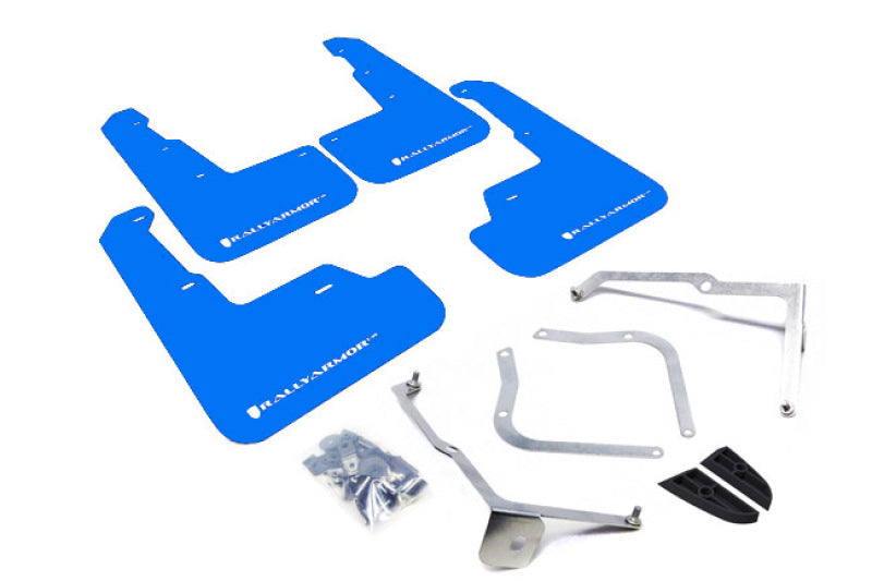Rally Armor 15-21 Subaru WRX/STI (Sedan ONLY) Blue UR Mud Flap w/ White Logo - Black Ops Auto Works