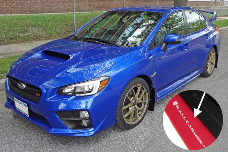Rally Armor 15-21 Subaru WRX/STI (Sedan ONLY) Red UR Mud Flap w/ White Logo - Black Ops Auto Works