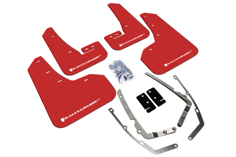 Rally Armor 15-21 VW Golf/GTI/TSI Red UR Mud Flap w/ White Logo - Black Ops Auto Works