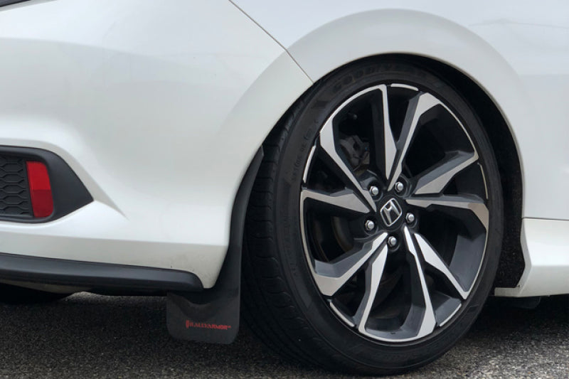 Rally Armor 16-21 Honda Civic Si Coupe Black UR Mud Flap w/ Blue Logo - Black Ops Auto Works