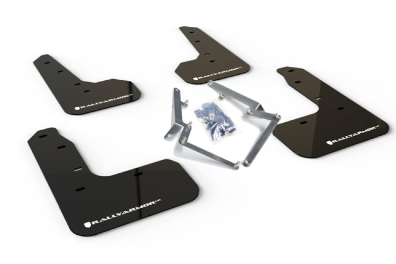 Rally Armor 17-21 Honda Civic Sport & Touring (Hatch) Black UR Mud Flap w/ White Logo - Black Ops Auto Works