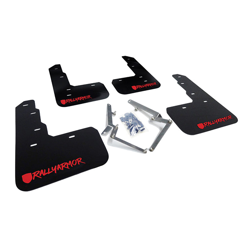 Rally Armor 17-21 Honda Civic Type R Black Mud Flap Red Altered Font Logo - Black Ops Auto Works