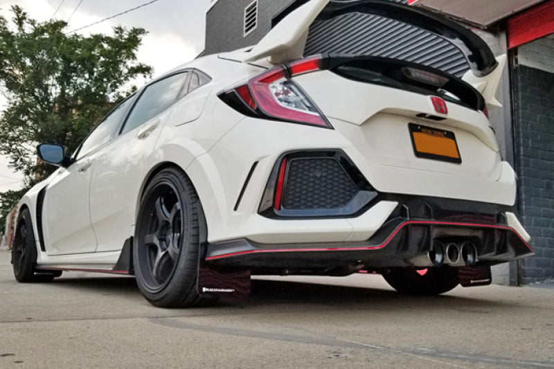 Rally Armor 17-21 Honda Civic Type R Black UR Mud Flap w/ White Logo - Black Ops Auto Works