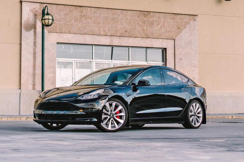 Rally Armor 17-22 Tesla Model 3 Black UR Mud Flap w/ White Logo - Black Ops Auto Works