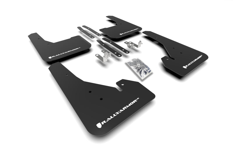 Rally Armor 18-22 Toyota Corolla Hatchback Black UR Mud Flap White Logo - Black Ops Auto Works