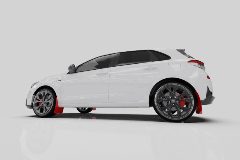 Rally Armor 19-21 Hyundai Elantra N Line Black UR Mud Flap w/ Red Logo - Black Ops Auto Works