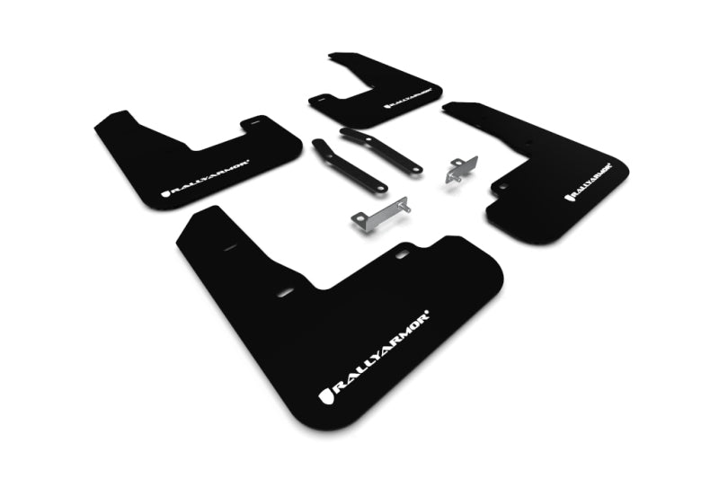 Rally Armor 19-21 Hyundai Elantra N Line Black UR Mud Flap w/ White Logo - Black Ops Auto Works