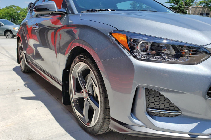 Rally Armor 19-21 Hyundai Veloster Turbo R-Spec Red UR Mud Flap w/ White Logo - Black Ops Auto Works