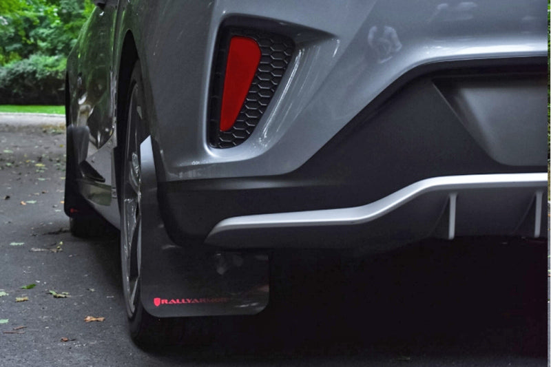 Rally Armor 19-21 Hyundai Veloster Turbo R-Spec Red UR Mud Flap w/ White Logo - Black Ops Auto Works