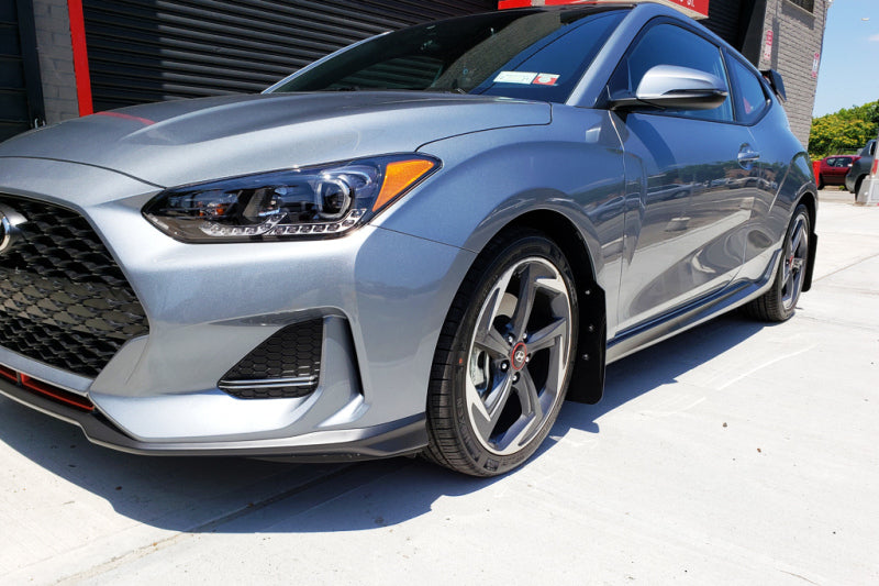 Rally Armor 19-21 Hyundai Veloster Turbo R-Spec Red UR Mud Flap w/ White Logo - Black Ops Auto Works