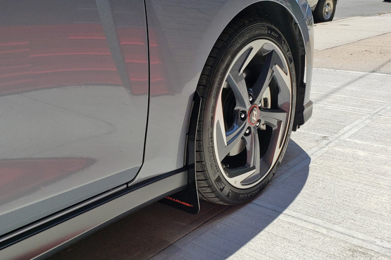 Rally Armor 19-21 Hyundai Veloster Turbo R-Spec Red UR Mud Flap w/ White Logo - Black Ops Auto Works