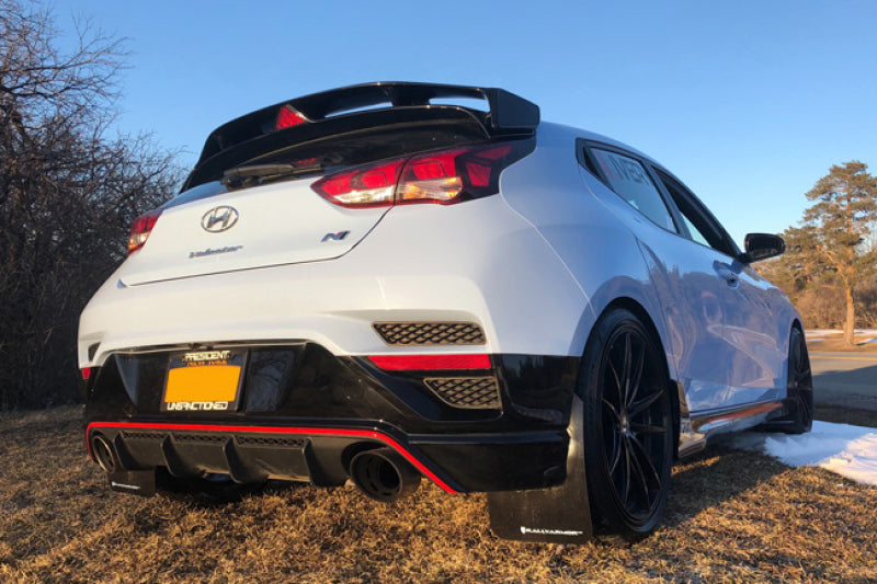 Rally Armor 19-22 Hyundai Veloster N Black UR Mud Flap w/ Performance Blue Logo - Black Ops Auto Works