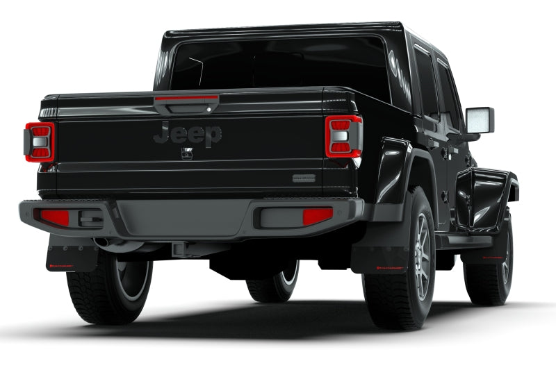 Rally Armor 19-22 Jeep Gladiator Black Mud Flap w/ Metallic Black Logo - Black Ops Auto Works