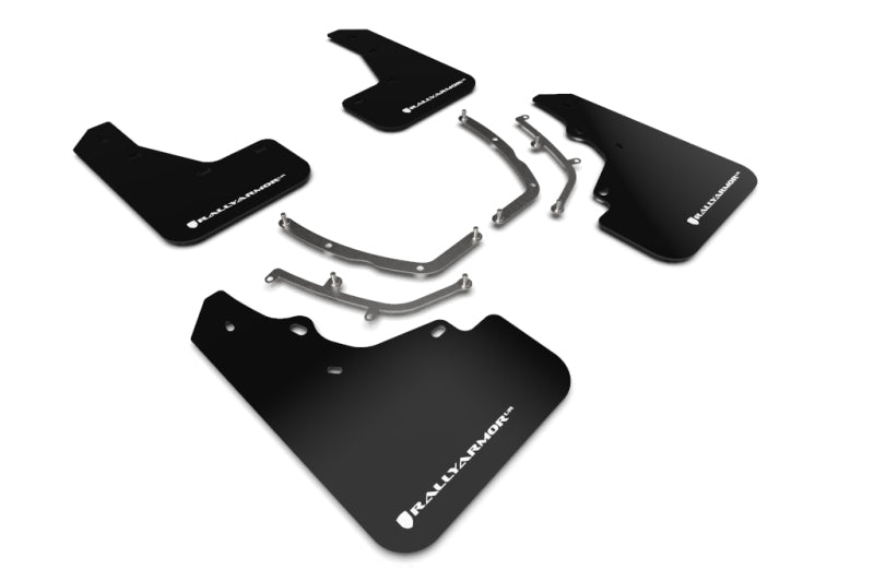 Rally Armor 19-22 Mazda3 GT Sport Hatch Black UR Mud Flap w/ White Logo - Black Ops Auto Works