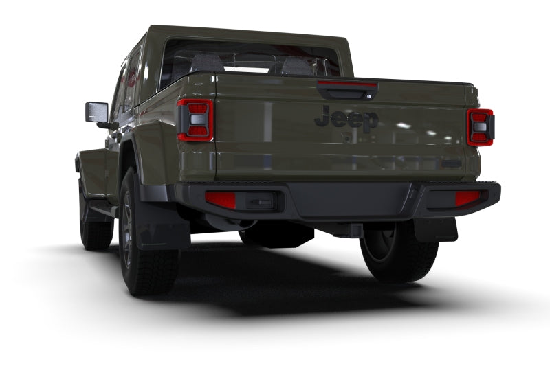 Rally Armor 19-23 Jeep JT Gladiator Mojave/Rubicon Black Mud Flap w/ Grey Logo - Black Ops Auto Works